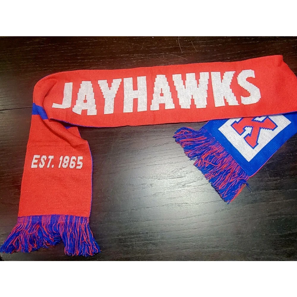 Kansas Jayhawks Est 1865 Red White Blue Scarf